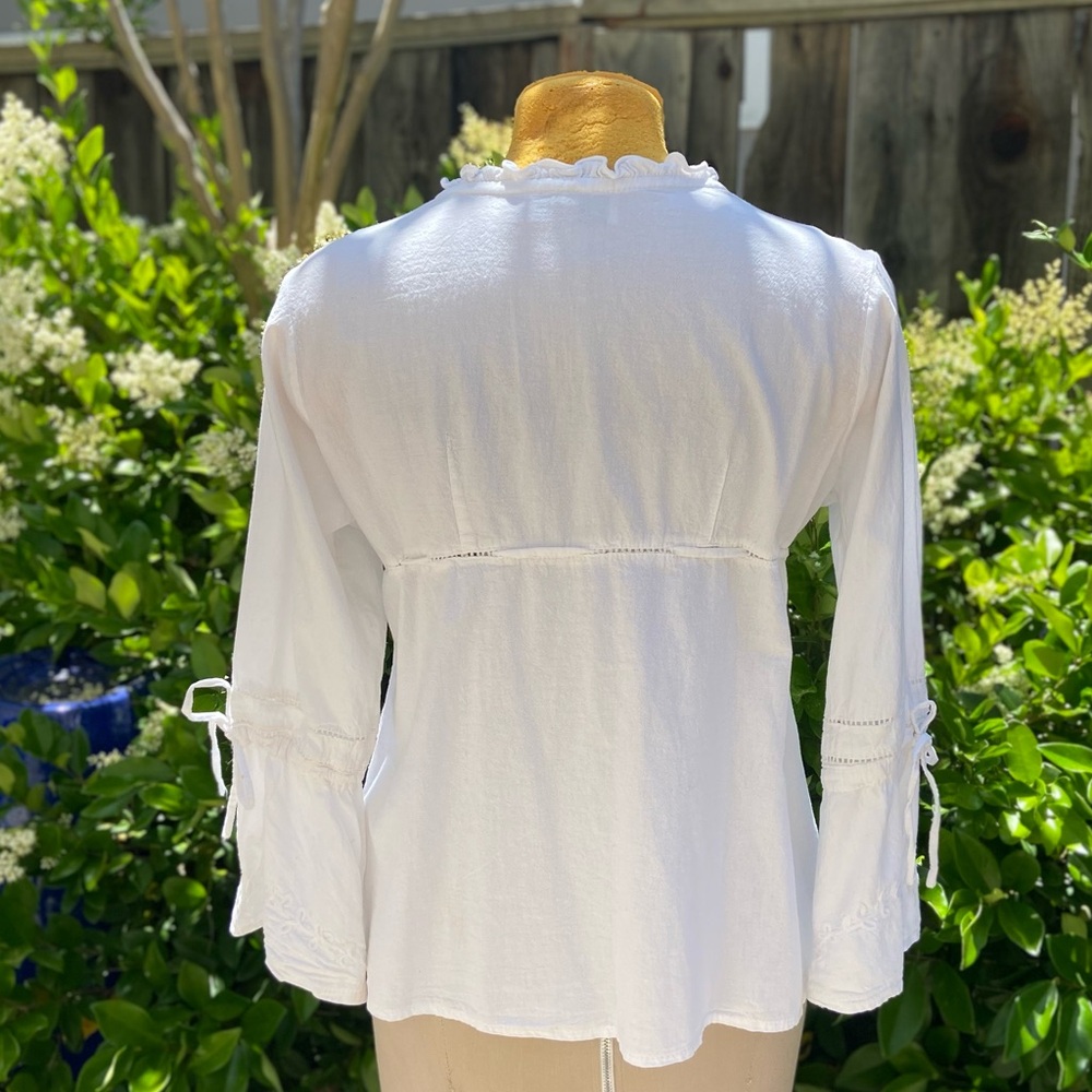 American South Side White Cotton Shirt - Picture 3 of 7